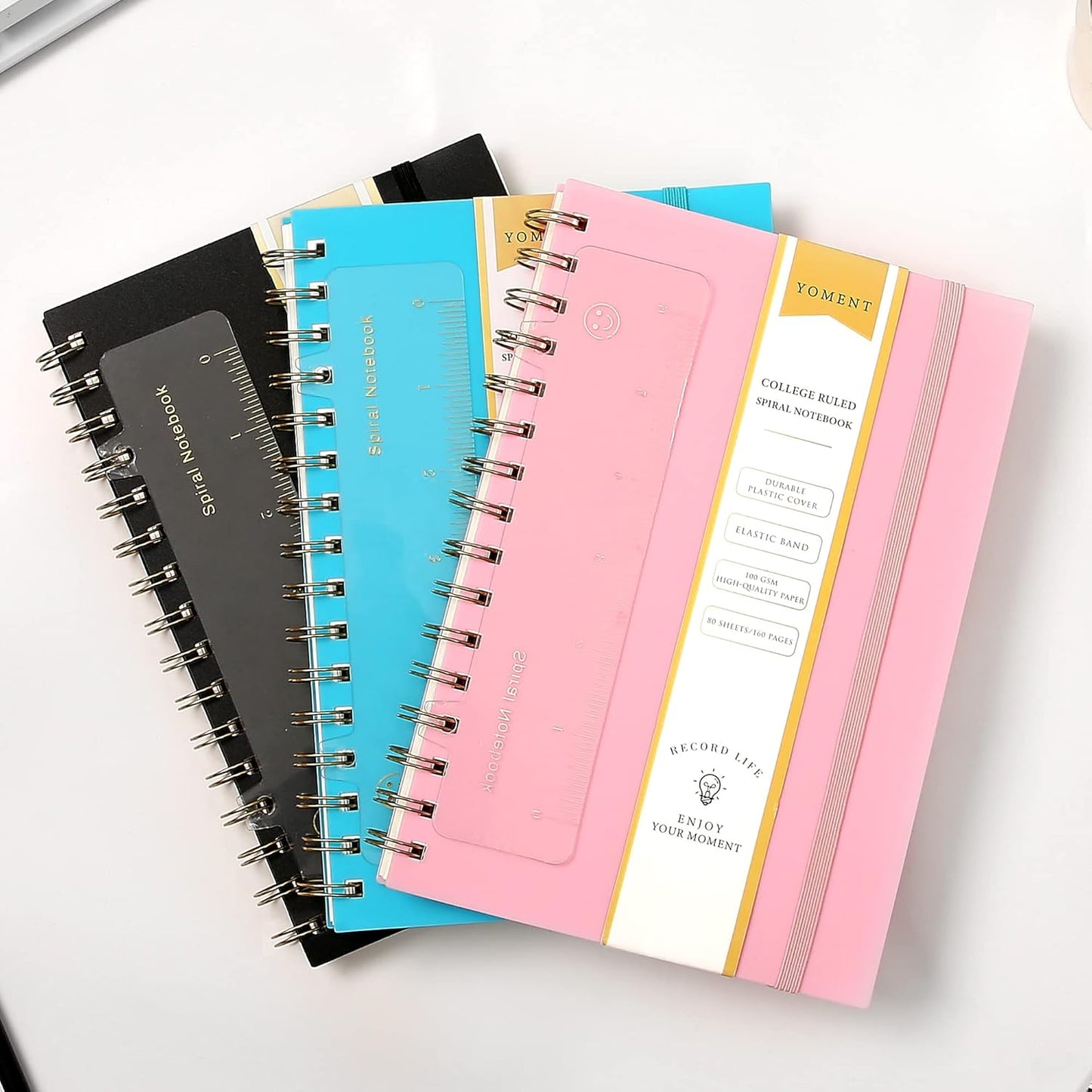 Yoment Graph Paper Spiral Notebook A5 Graphing Notebook 160 Pages Graph Paper Notebook Spiral Bound Waterproof Plastic Hardcover Spiral Journal 5x7 Grid Notebooks for Note Taking,Black