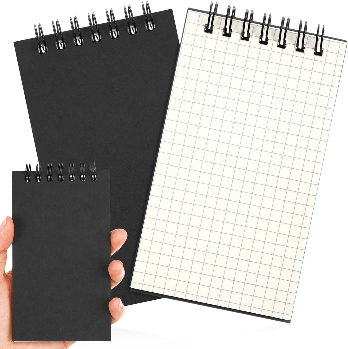 Jutom 2 Pcs Mini Pocket Notebooks Bulk 3x5 Graph Paper Top Spiral Notebook 120 Pages 80 Gsm Mini Grid Notepads Small Memo Pads for Home Classroom Office Business Work Supplies (Kraft)