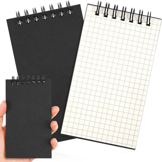 Jutom 2 Pcs Mini Pocket Notebooks Bulk 3x5 Graph Paper Top Spiral Notebook 120 Pages 80 Gsm Mini Grid Notepads Small Memo Pads for Home Classroom Office Business Work Supplies (Kraft)
