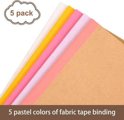 EOOUT 5 Pack A5 Composition Notebook, Kraft Lined Journal Bulk with Pink Spine, 5 Colors, 60 Pages for Women Girls Kids, School Office Supplies