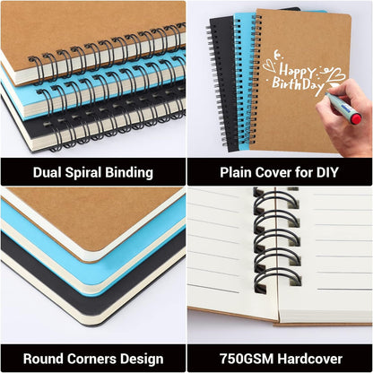 EUSOAR Spiral Lined Notebook, A5 3packs 5.5"X8.3" 120 Pages Lined Travel Notebooks Journal, Memo Notepad Sketchbook, Students College Office Business Diary Ruled Spiral Book Journal-3Colors Covers