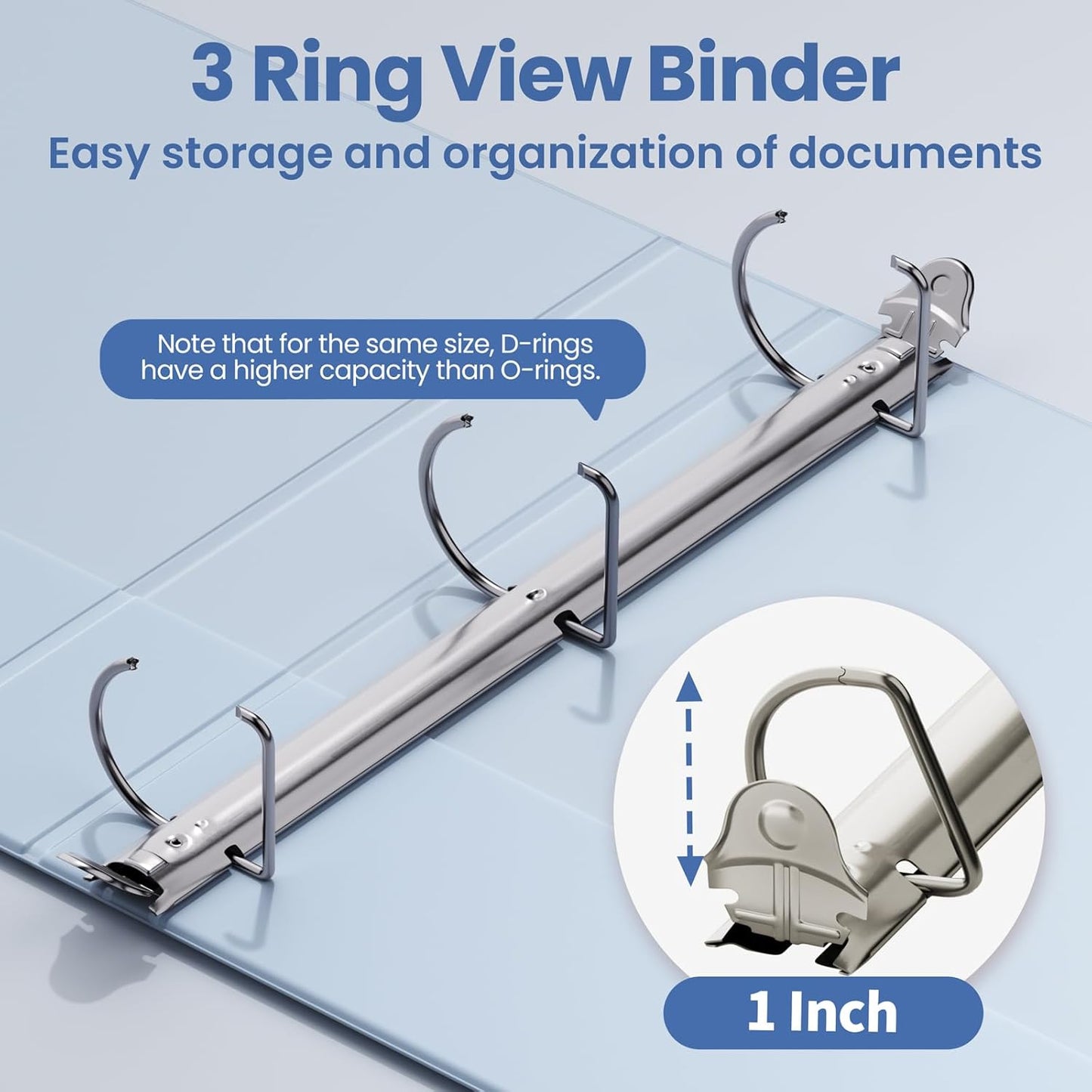 SUNEE 3 Ring Binder 2 Inch, Clear View Binder Three Ring PVC-Free (Fit 8.5x11 Inches) for School or Office Supplies, Light Purple, 1 Pack