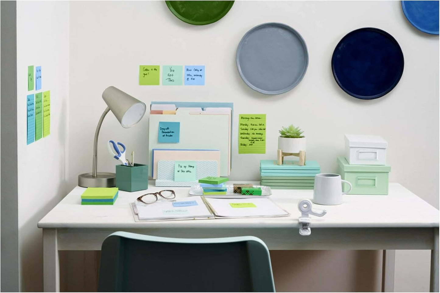 Post-it 100% Recycled Paper Super Sticky Notes, 4 in. x 4 in., 3 Pads, 70 Sheets per Pad, Wanderlust Pastels, School Supplies and Office Products
