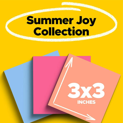Post-it Super Sticky Notes, 3 Sticky Note Pads, 3 x 3 in., School Supplies for Students, Ideal for Textbooks, Notebooks, Walls and Vertical Surfaces, Energy Boost Collection