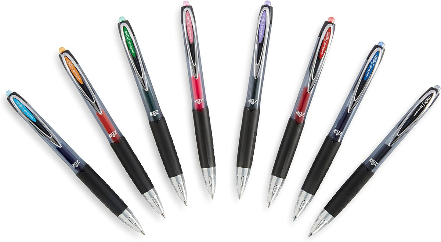 uniball 207 Plus+ Retractable Gel Pens, Medium Point (0.7mm), Black, 4 Pack
