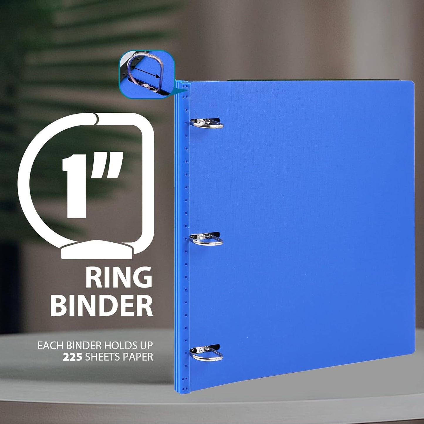 WOT I 1 Inch Telescoping 3 Ring Binder 4 Pack, Expandable Flexible Binder with Customizable Front Cover & Clear Catalog Pocket, Holds 225 Sheets, School Office Supplies, White