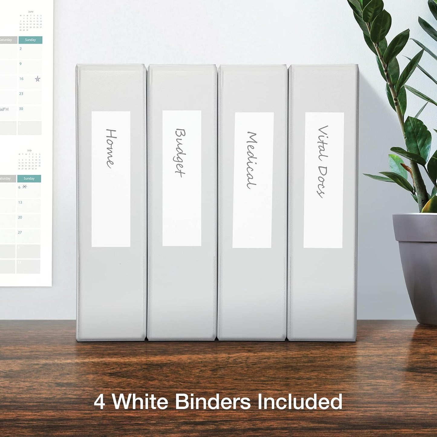 Oxford 3 Ring Binders, Binders for School and Office, 2 Inch ONE-Touch Easy Open D Rings, 3-Sided View Binder Covers, Xtralife Hinge, Non-Stick, PVC-Free, White, 530-Sheet Capacity, 4 Pack (79910)