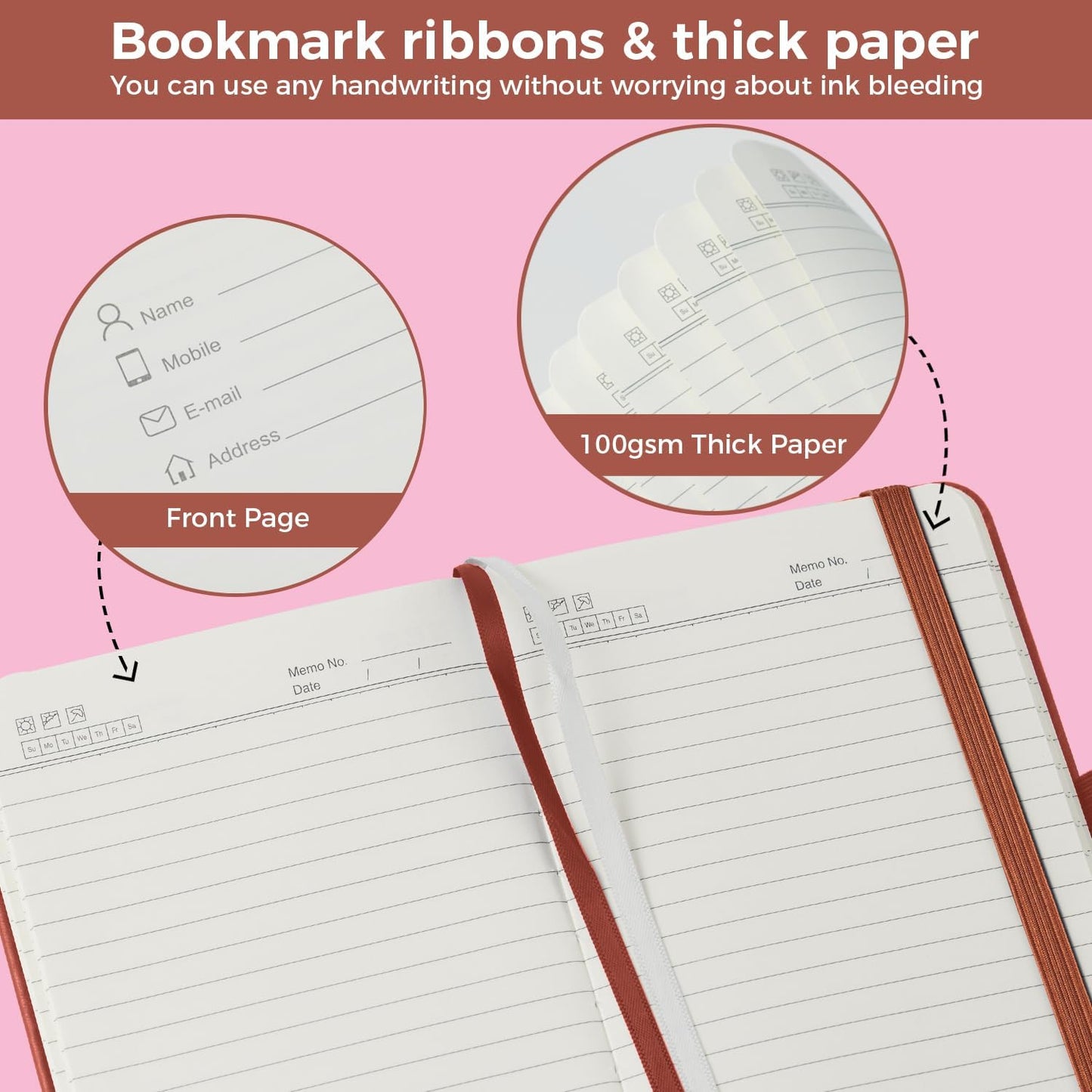 NIRMIRO Small Notebook Journals, 3 Pack Mini Pocket Note pads for Men & Women Writing, A6 Small Leather Notepad 3.7" x 5.7" with Pen, Black, Red, Green