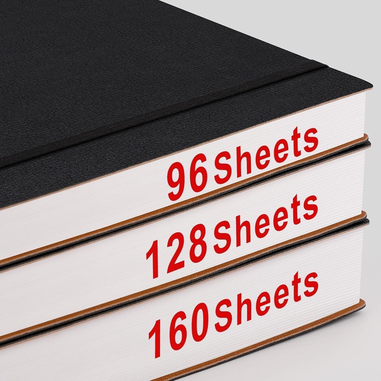 AHGXG Graph Paper Notebook - Grid Paper Notebook Large A4 8.5''×11'', 320 Pages Thick Journal, 100gsm Thick Graph Paper, Leather Softcover, Inner Pocket - Black