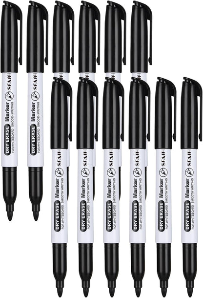 SFAIH Fine Tip Dry Erase Markers - 24 Pack Black Whiteboard Erasable Markers Bulk for Kids Adults, Ideal for Classroom School Office Home Use on White Board, Non-Toxic Easy Clean