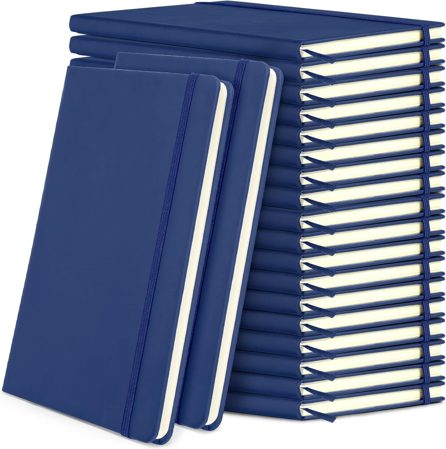 Honoson 20 Pack Lined Journal Notebooks A5 Hardcover Executive Notebook 5.5" x 8.3" PU Leather Wide Ruled Journals Bulk with Elastic Band for Home Business Office School Supplies(Black)