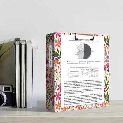 Ospelelf Binder 3 Ring 1 Inch, Floral Round Ring Clipboard Binder for Letter Size with 5 Tab Dividers, File Folder Labels, for School and Office Supplies