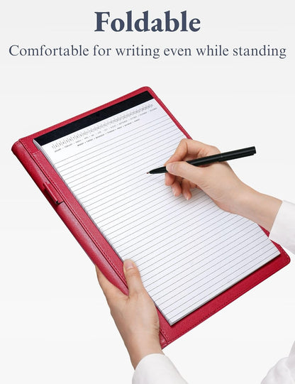Mymazn Padfolio Portfolio Folder, Faux Leather Interview Resume Folder with Document Organizer & Business Card Holder, Letter-Sized Notepad Legal Pad Holder for Men Women (Sage Green)