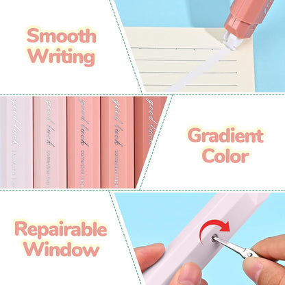 Temiary 5 Pcs White Correction Tapes, Aesthetic Correction Tape Pens Smooth Pull Out, Easy to Use Pen Shaped Applicator for Students School Office Supplies (Purple)