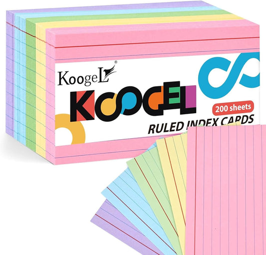 Koogel 1200PCS Index Cards 3x5, Colored Ruled Index Cards Bulk for Back To School, Heavy Notecards Memo Scratch Pad for Studying Teachers Classroom Note Taking Office College Supplies, 12 Colors
