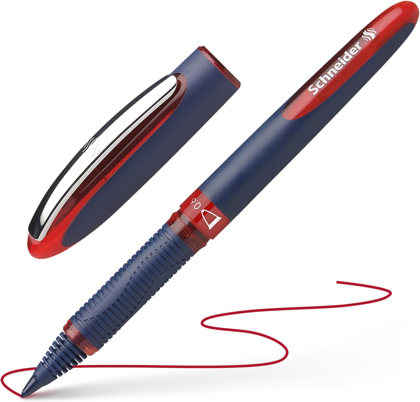 Schneider One Business Rollerball Pen, 0.6 mm Ultra-Smooth Tip, Blue Barrel, Black Ink, Box of 10 Pens (183001)