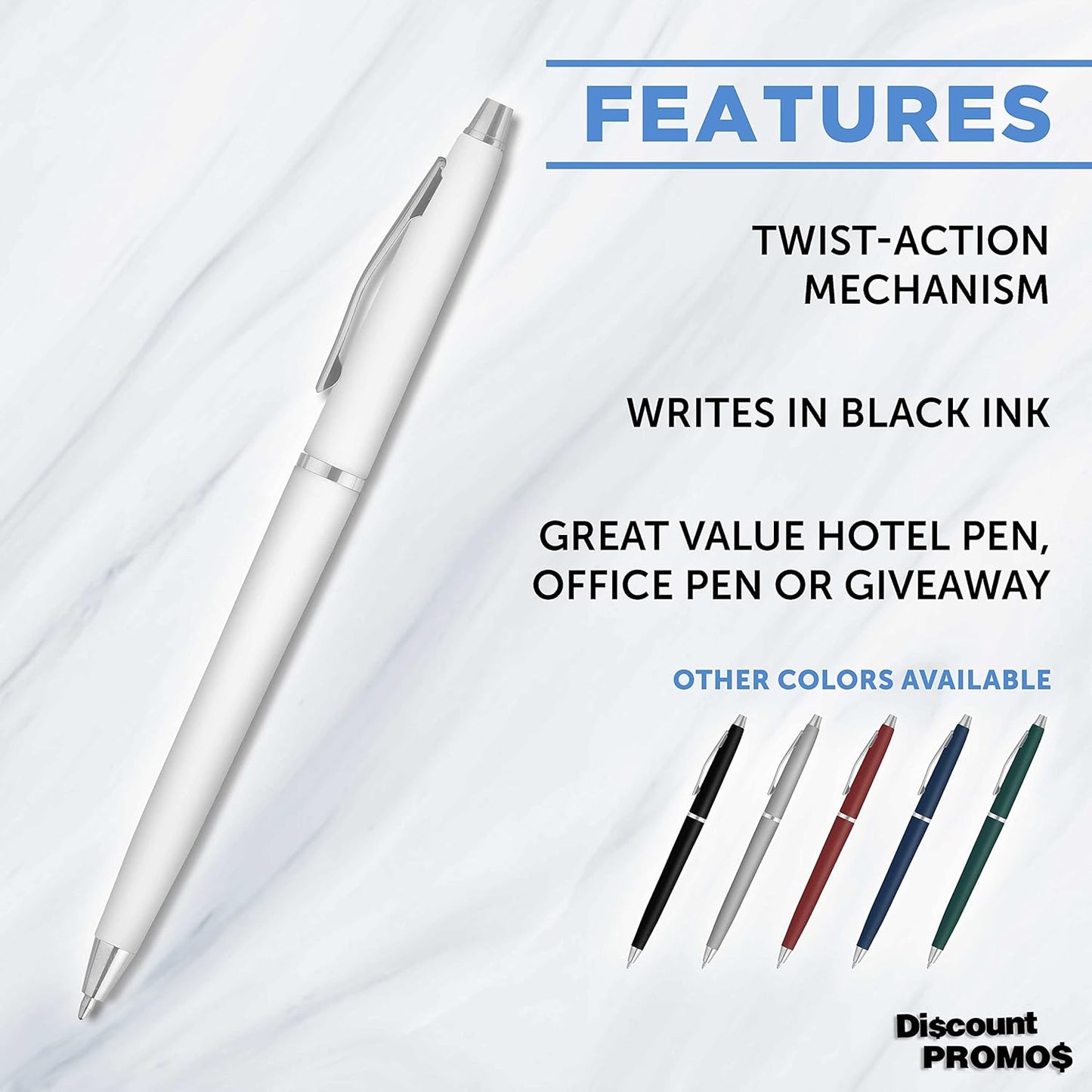 Personalized Langham Ballpoint Pens, Set of 10/50/100 by DISCOUNT PROMOS - Black Ink, Great for Office, Business, Tradeshows - Black