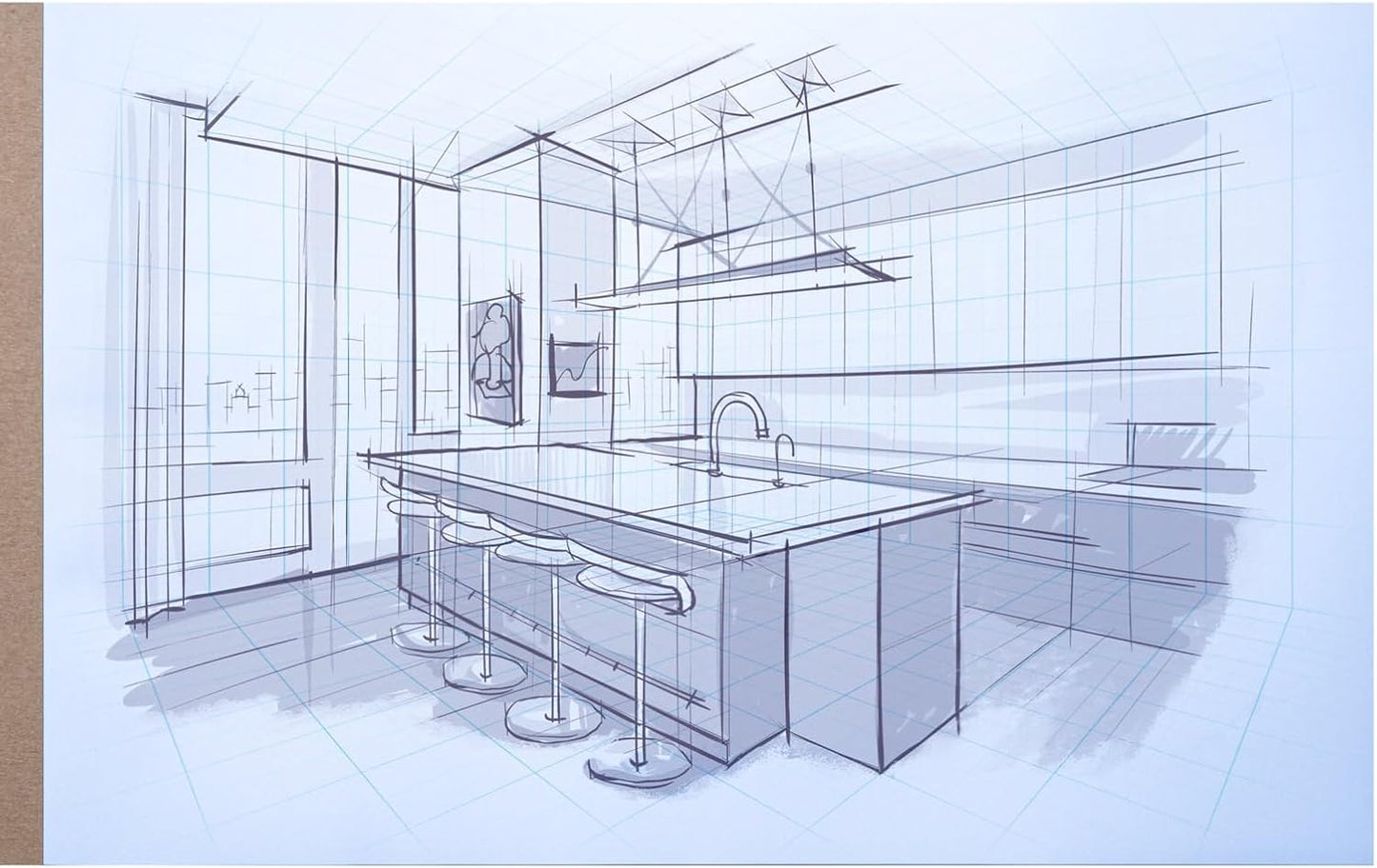 Koala Tools | Drawing Perspective (1 and 2-Point) Large Sketch Pad (1 Point - 9 x 12)