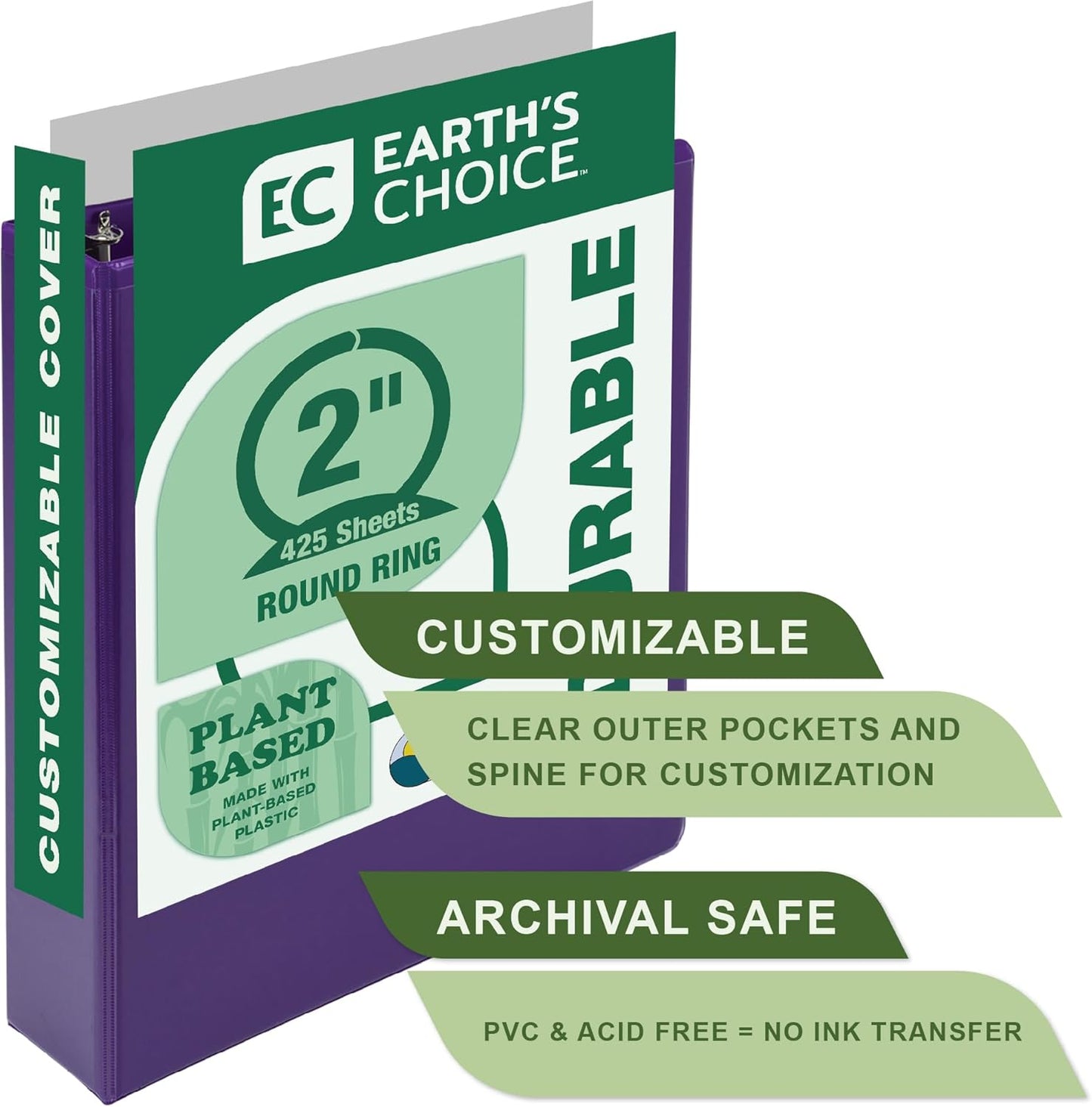 Samsill Plant-Based 2 Inch Durable Round Ring, View Binder, Eco-Friendly, USDA Certified Biobased, Single, Turquoise