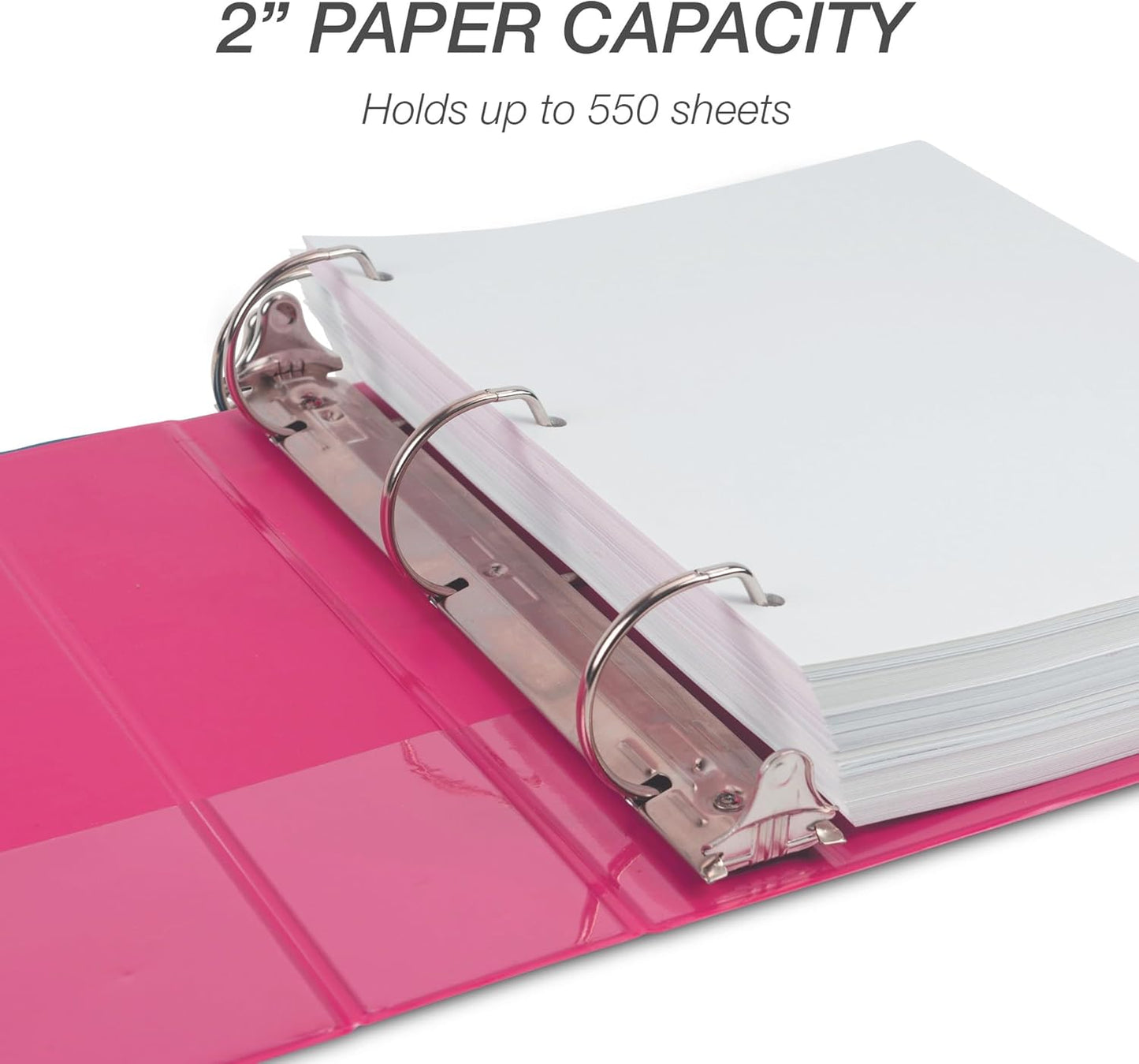 Samsill Durable 4 inch 3 Ring Binder, D Ring Binder, 100% Recycled Chipboard, Black, 2 Pack
