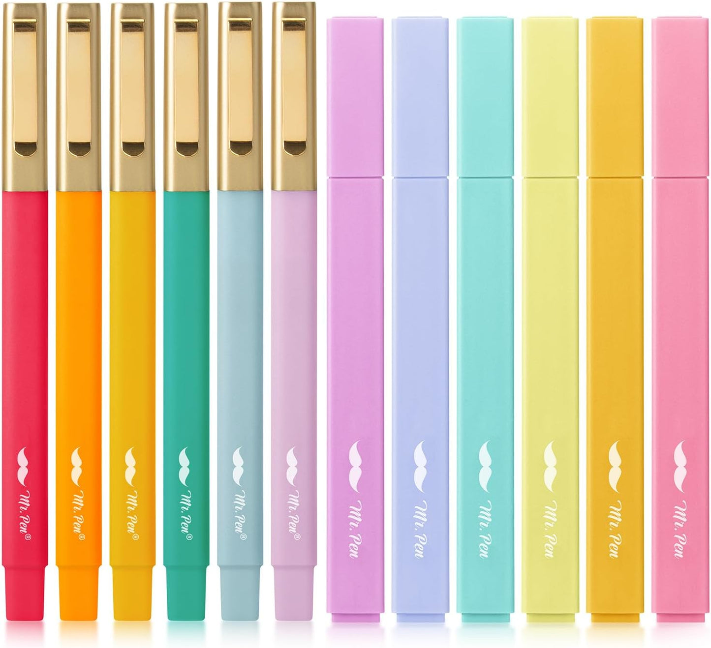 Mr. Pen- Aesthetic Highlighters and Ballpoint Pens No Bleed, 12 Pack, Pastel Colors, Bible Highlighters and Pens No Bleed, Fast Dry and No Smear for Bible Journaling, Planner, School Supplies