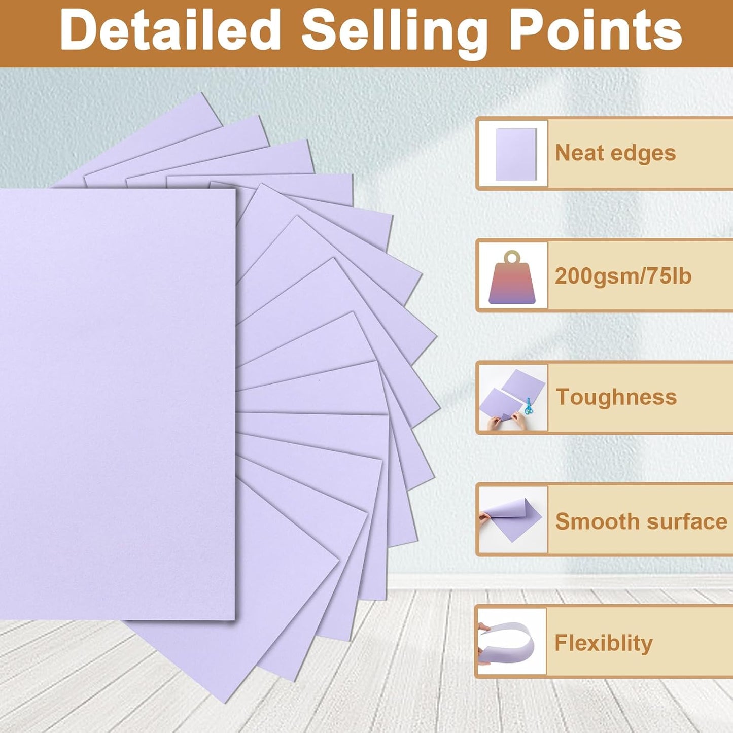 Silunkia 100 Sheets White Cardstock 5 Assorted Sizes Craft Paper, 200gsm/75lb White Card Stock Certificates Paper for DIY Cards Making, Business Cards, Wedding Invitations, School Crafting, Menus