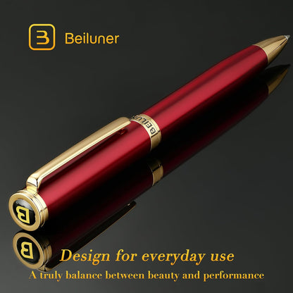 BEILUNER Luxury Gel Pen with 24K Gold Finish, Black Piano Lacquer, Luxury Grade Craftsmanship, Best Pen Gift Set for Men and Women, Professional, Executive, Office, Retractable Nice Pens