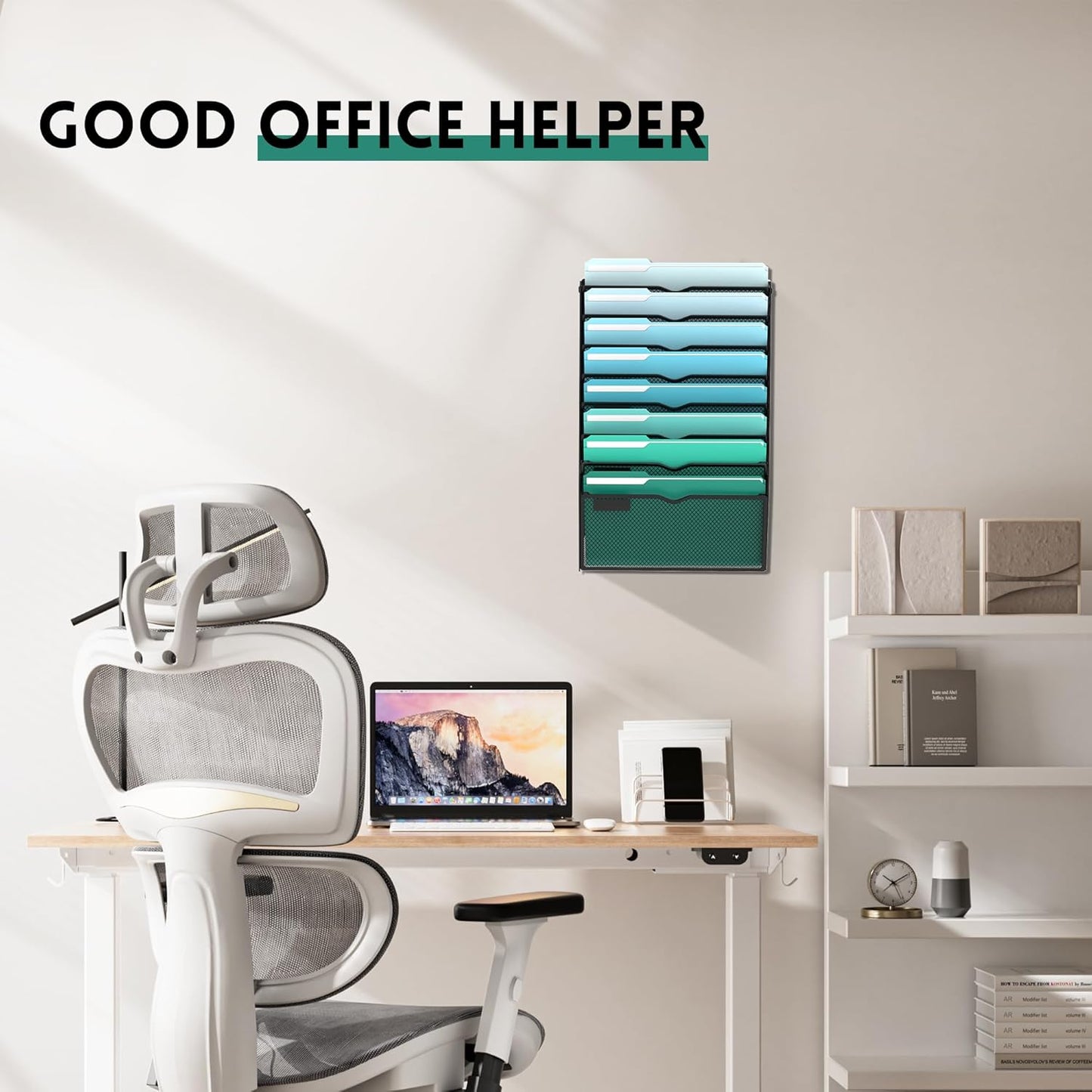 SUPEASY 10-Tier Wall File Organizer, Hanging Wall Files for Papers, Folders, Magazines, Clipboard, Wall Organizer for Office Home School Classroom, Black