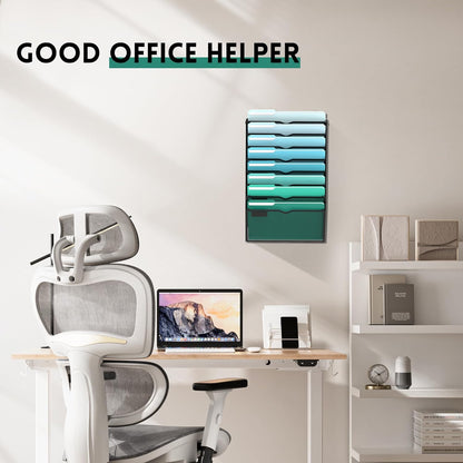 SUPEASY 10-Tier Wall File Organizer, Hanging Wall Files for Papers, Folders, Magazines, Clipboard, Wall Organizer for Office Home School Classroom, Black