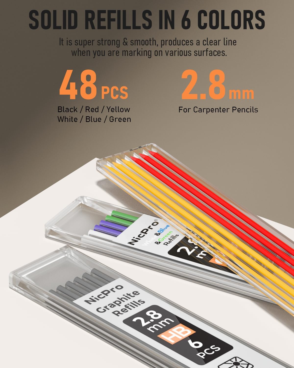Nicpro Carpenter Pencil with Sharpener, Mechanical Pencils Set with 26 Refills, Deep Hole Marker for Construction, Heavy Duty Woodworking Tools for Architect (Black, Red) - With Case