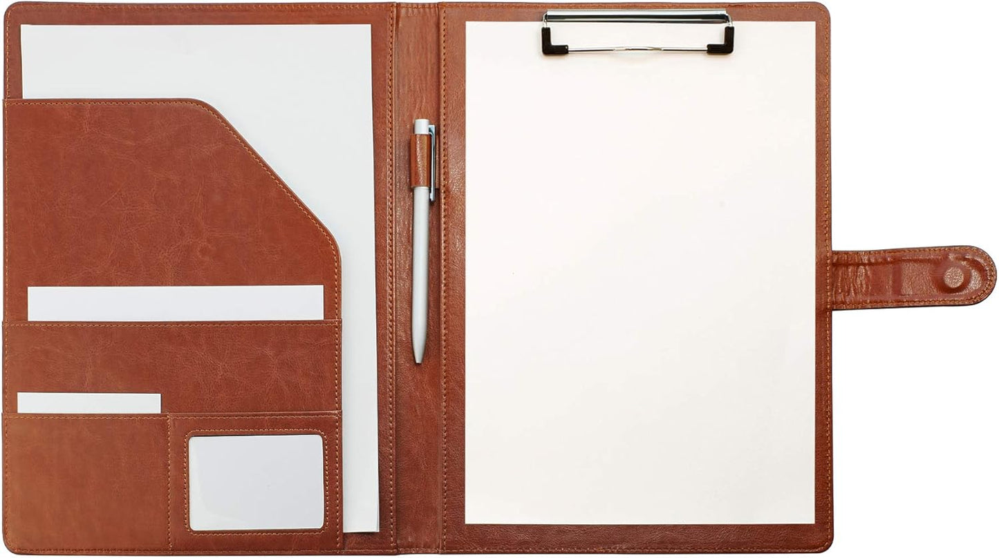 Clipboard Folder Padfolio A4, Mymazn Writing Portfolios Faux Leather Clipboards with Cover for Legal Pad Holder Letter Size 8.5 x 11 for Business Conference Notepad Clip Board (Gray Green)