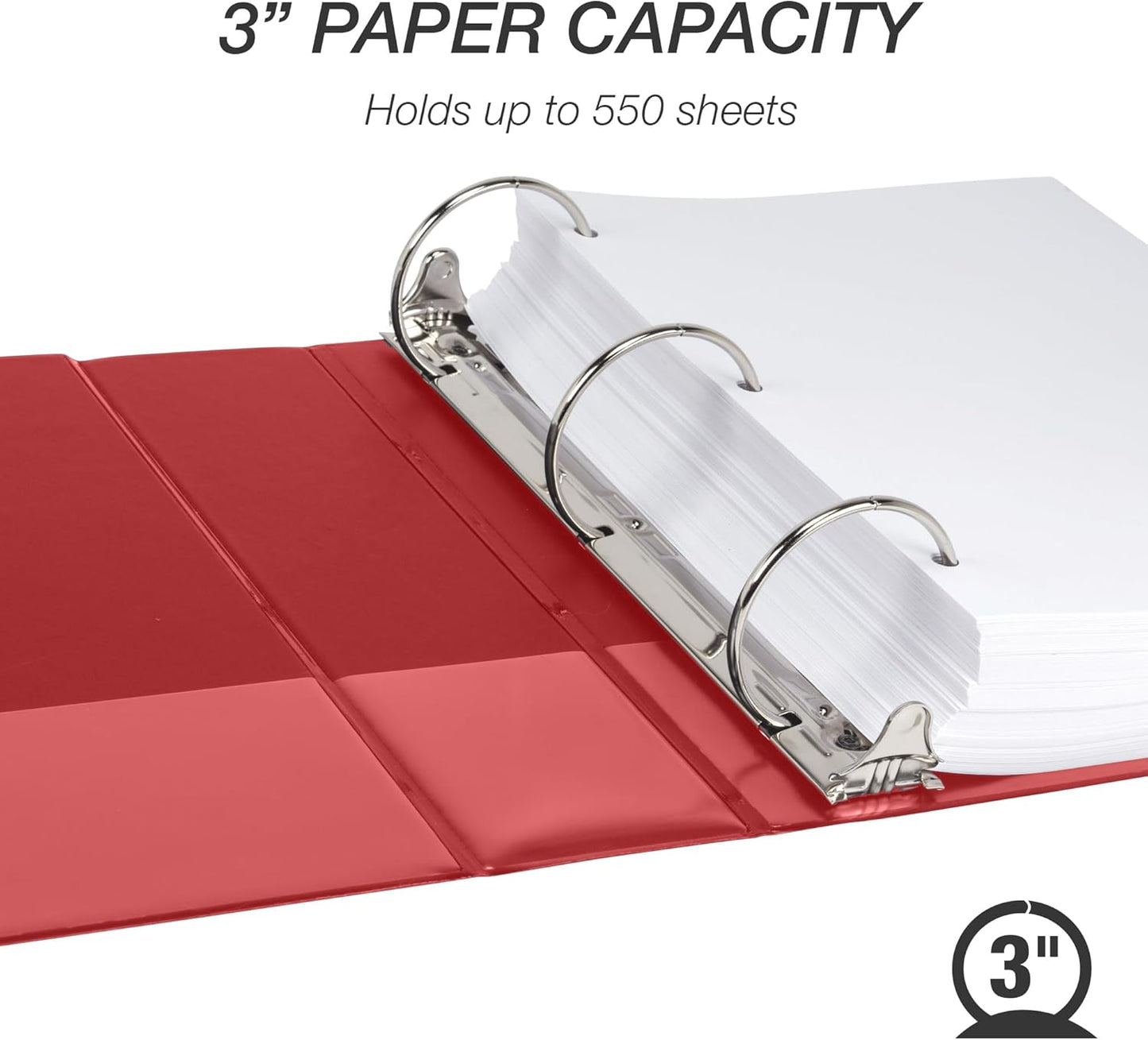 Samsill 1.5 Inch 3 Ring Binders, Economy Round Ring, Clear View Cover, 325 Sheet Capacity - for School, Home, Office - White, 4 Pack
