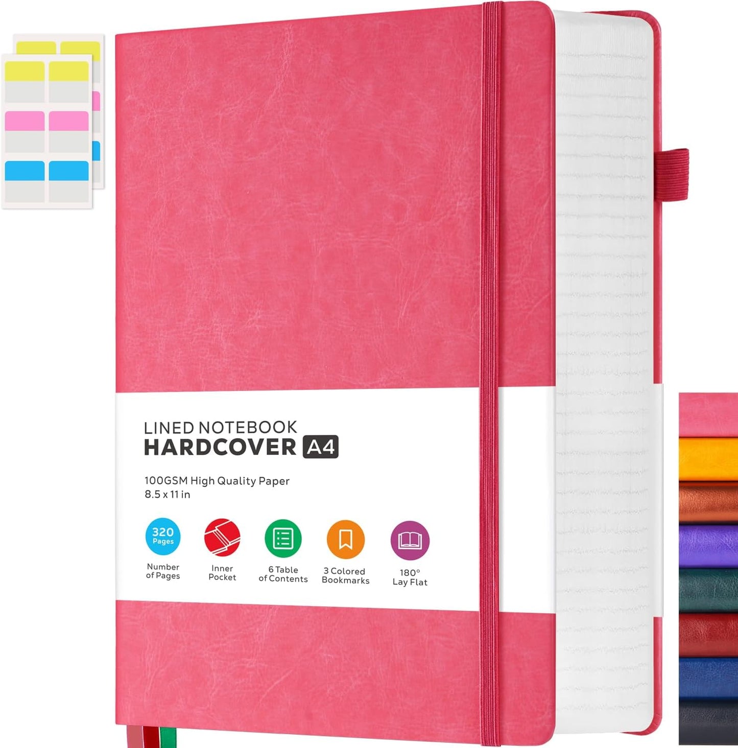 Hardcover Lined Notebook Journal for Writing, 320 Pages Leather Thick College Ruled Notebook Journal with 100GSM Paper, A5 (5.7'' X 8.4'') Daily Journal for Women Men Work Organization, Black