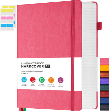 Hardcover Lined Notebook Journal for Writing, 320 Pages Leather Thick College Ruled Notebook Journal with 100GSM Paper, A5 (5.7'' X 8.4'') Daily Journal for Women Men Work Organization, Black