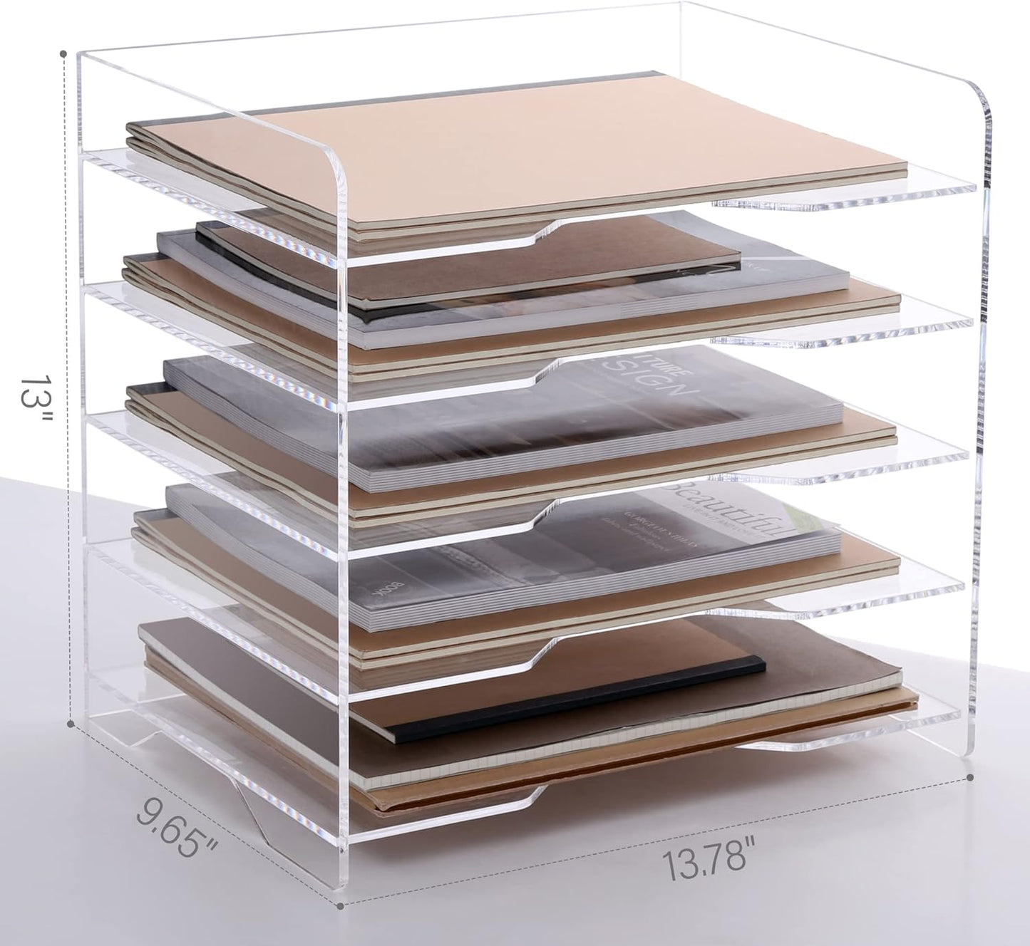 2 Pack- Stackable Paper Letter Tray, A4 File Tray Desk Organizer, Acrylic Desk Organizers and Accessories Sorter, Clear Workspace Office Supplies Organizers, 12.4inx8.86inx3.46in