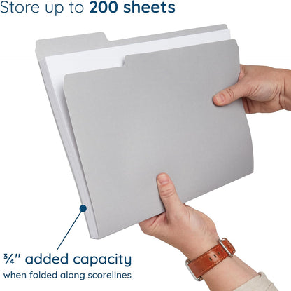 File Folder, 1/3 Cut Tab, Letter Size, Yellow, Great for Organizing and Easy File Storage, 100 Per Box