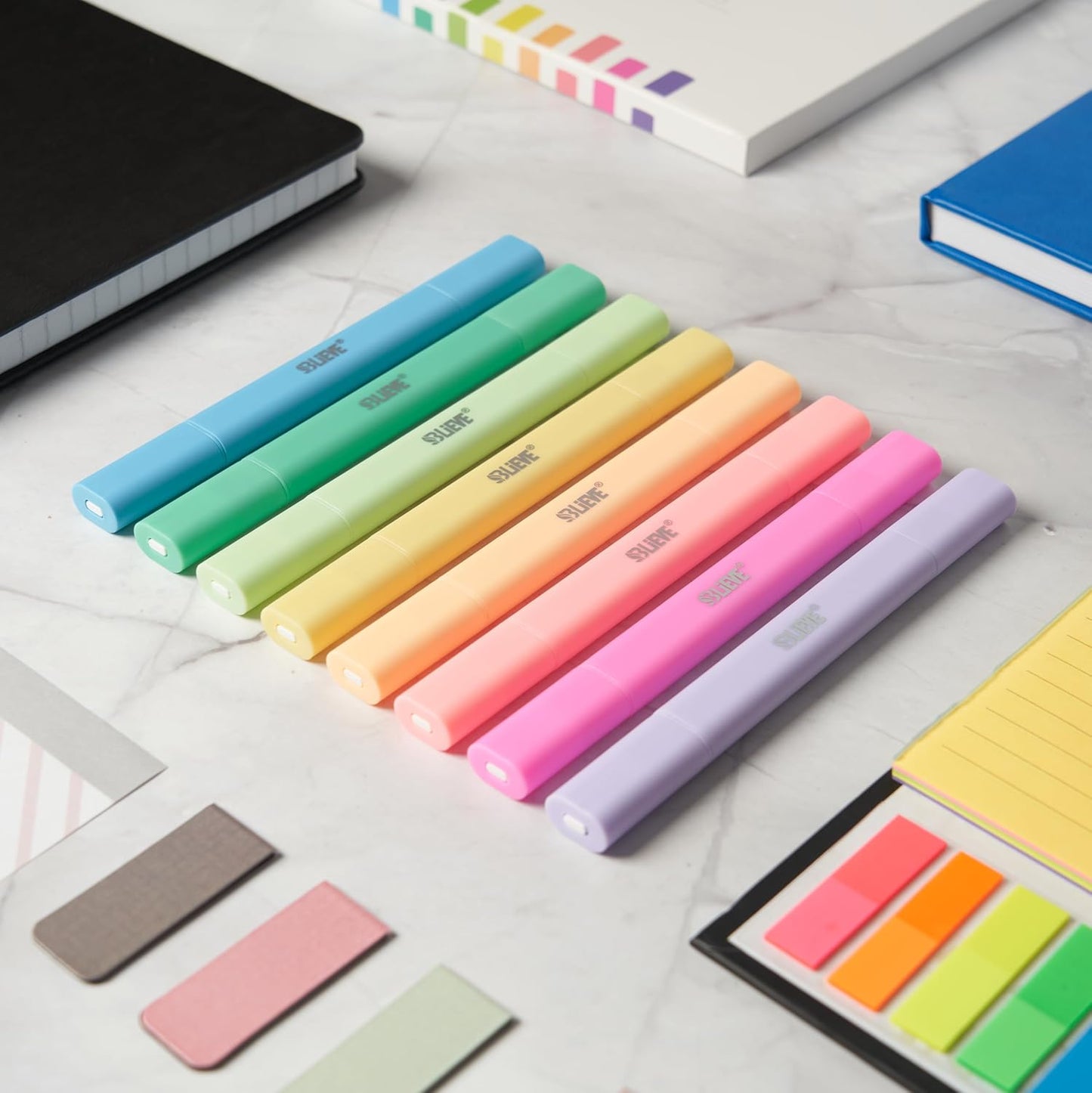 BLIEVE Aesthetic Cute Highlighters No Bleed Through, Dual Tip 8 Pack, Pastel Colors For Bible & Journaling