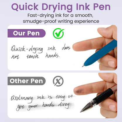 FIOVER 5pcs Gel Pens Quick Dry Ink Pens Fine Point Premium Retractable Rolling Ball Gel Pens Black Ink Smooth Writing for School Office Home