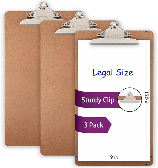 12 Clipboards, Standard A4 Letter Size Clipboard with 6" Metal Clip, 9" x 12.5", Fits 8.5x11 Inch Paper, Hardboard, Bulk Pack, Ideal for Schools and Office