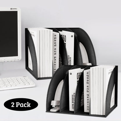 Marte Vanci Magazine File Holder Vertical PP Folder Book Desktop Organizer Plastic Storage Sturdy Vertical 4 Section Folder (Purple)