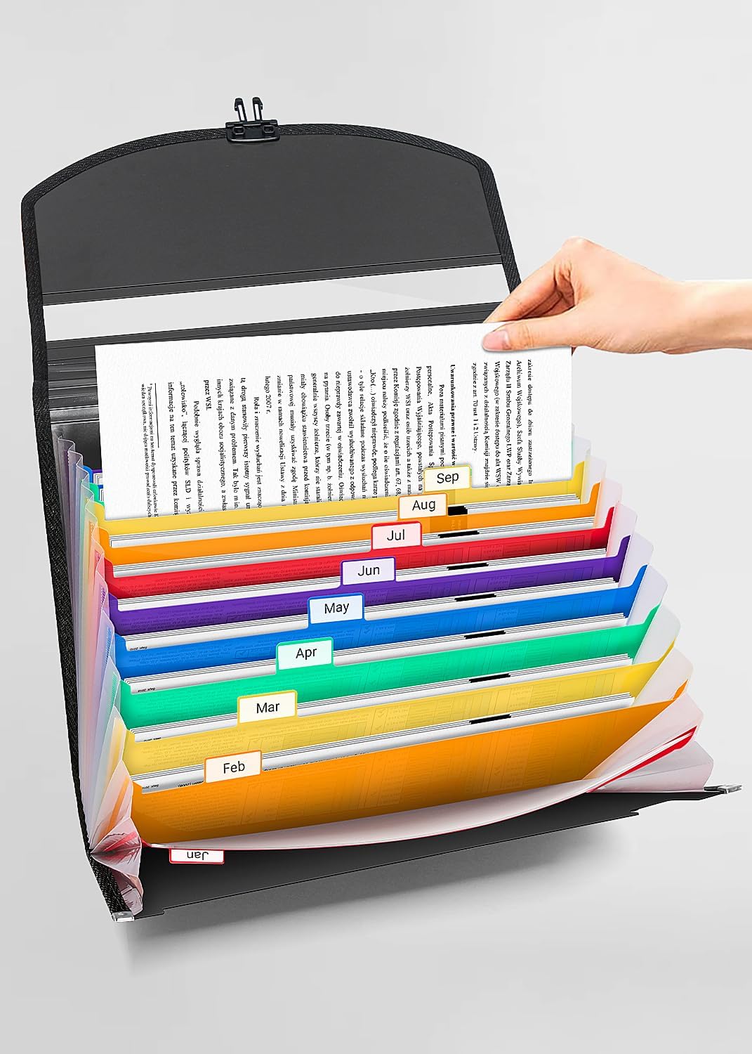 TOPCJ 25 Pockets Accordion File Organizer with Handle,Expanding File Folders for Documents, A4/Letter Size Paper,a-z Tabs,Perfect Expandable Accordian Filing Folders with Visible Window