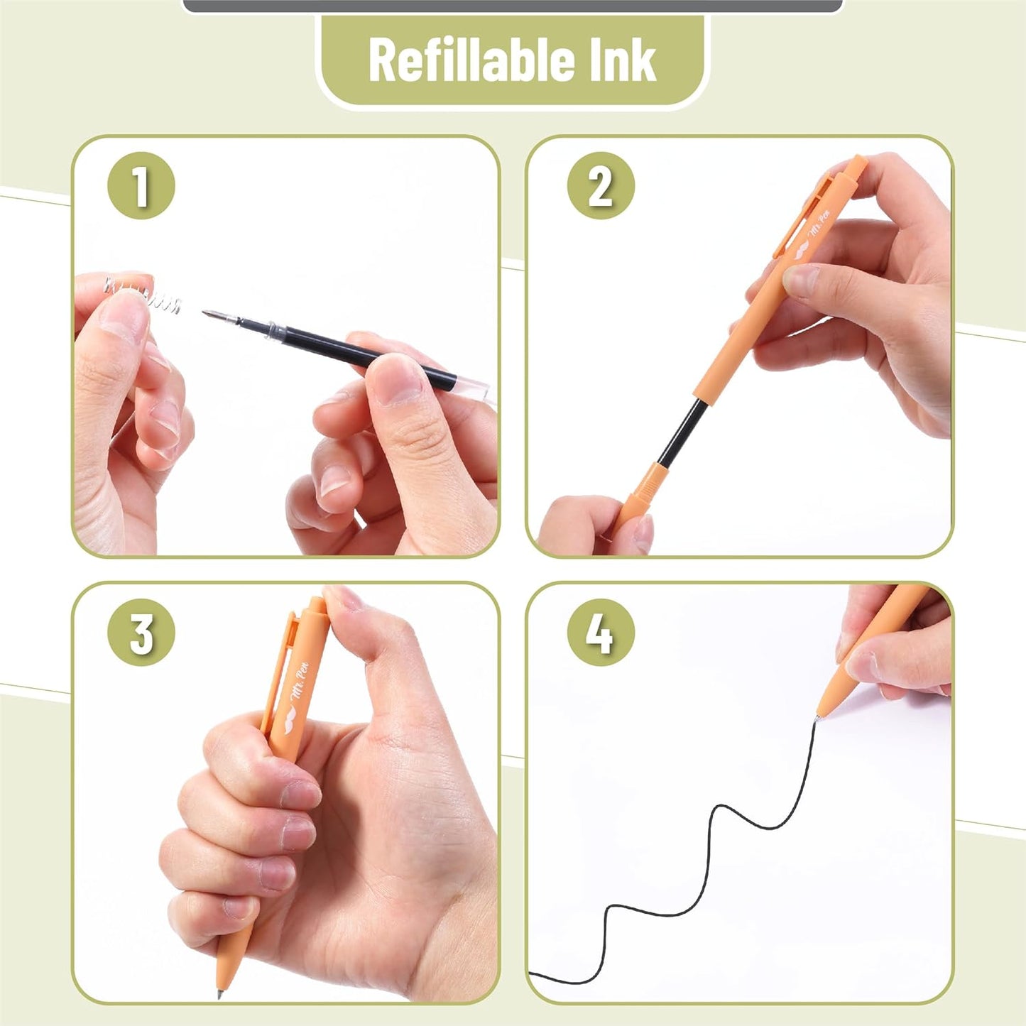 Mr. Pen- Retractable Gel Pens, 12 Pack, Colorful Ink, Fine Point 0.7mm, Fast Dry, Smooth Writing, Cute Pens for Drawing, Writing Planner and School Supplies