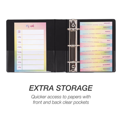 Samsill Economy 3 Ring Mini Binder, 1-Inch Round Ring Binder, Holds 100 Sheets, Black, 6 Pack (MP32300)