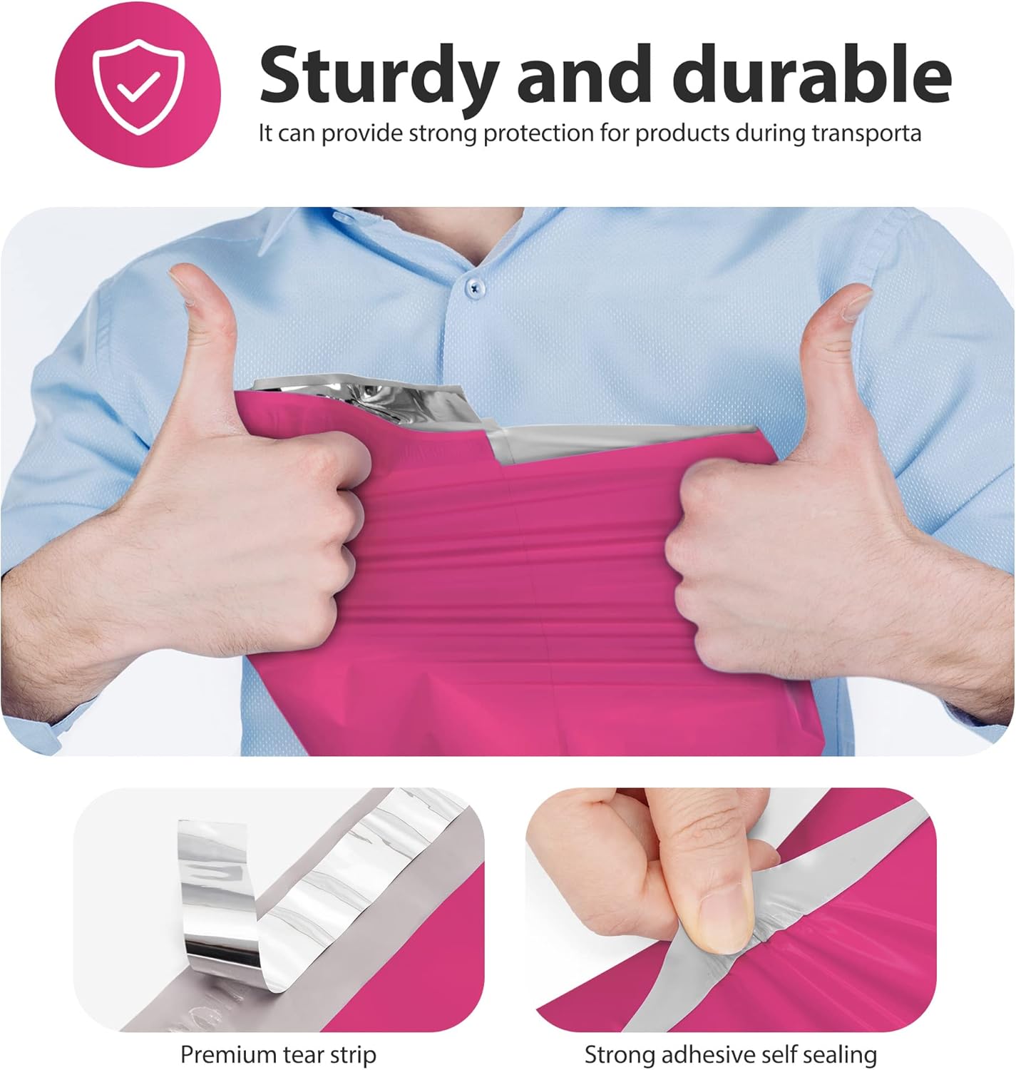 Fuxury Poly Mailers 14.5x19 Inch 50pc Shipping Bags for Small Business Mailing Envelopes for Clothing,Self Seal Shipping Envelopes Waterproof Poly bags Durable Packaging Bags Light Pink