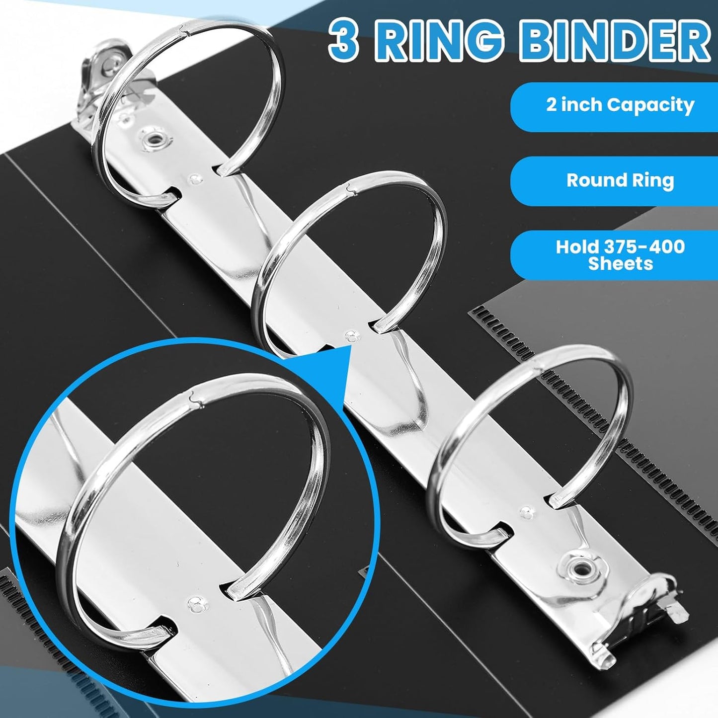 Henoyso 6 Pcs 2 Inch Mini 3 Ring Binders with Clear Front View Cover, Round Ring Blue A5 Binders Bulk Pack for School Office, Holds up to 490 Sheets, 5.5 x 8.5 Paper Half Letter Pages Organizer