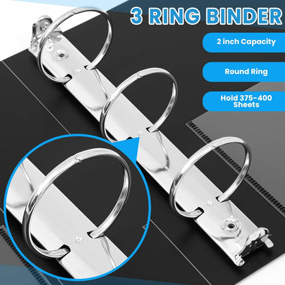 Henoyso 6 Pcs 2 Inch Mini 3 Ring Binders with Clear Front View Cover, Round Ring Blue A5 Binders Bulk Pack for School Office, Holds up to 490 Sheets, 5.5 x 8.5 Paper Half Letter Pages Organizer