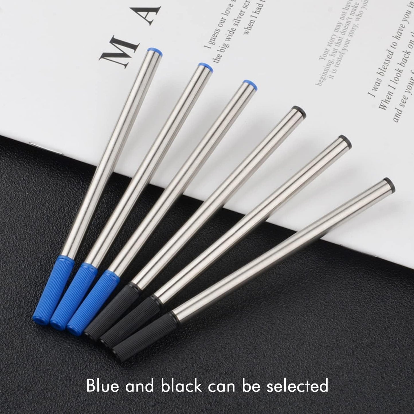 YIVONKA 10 Pieces Replaceable Ballpoint Pen Refills Medium Point Metal Refill Smooth Writing Black or Blue Ink Pen Refills 0.5 mm (10 Black 0.5mm Refills)