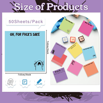 Inspirational Sticky Notes Gifts - 9 Pack Funny Positive Quotes Notepads 3x3 Inches, Fun Motivational Self-Adhesive Memo Pads Office Study Supplies for Friends Coworkers (450 Sheets)