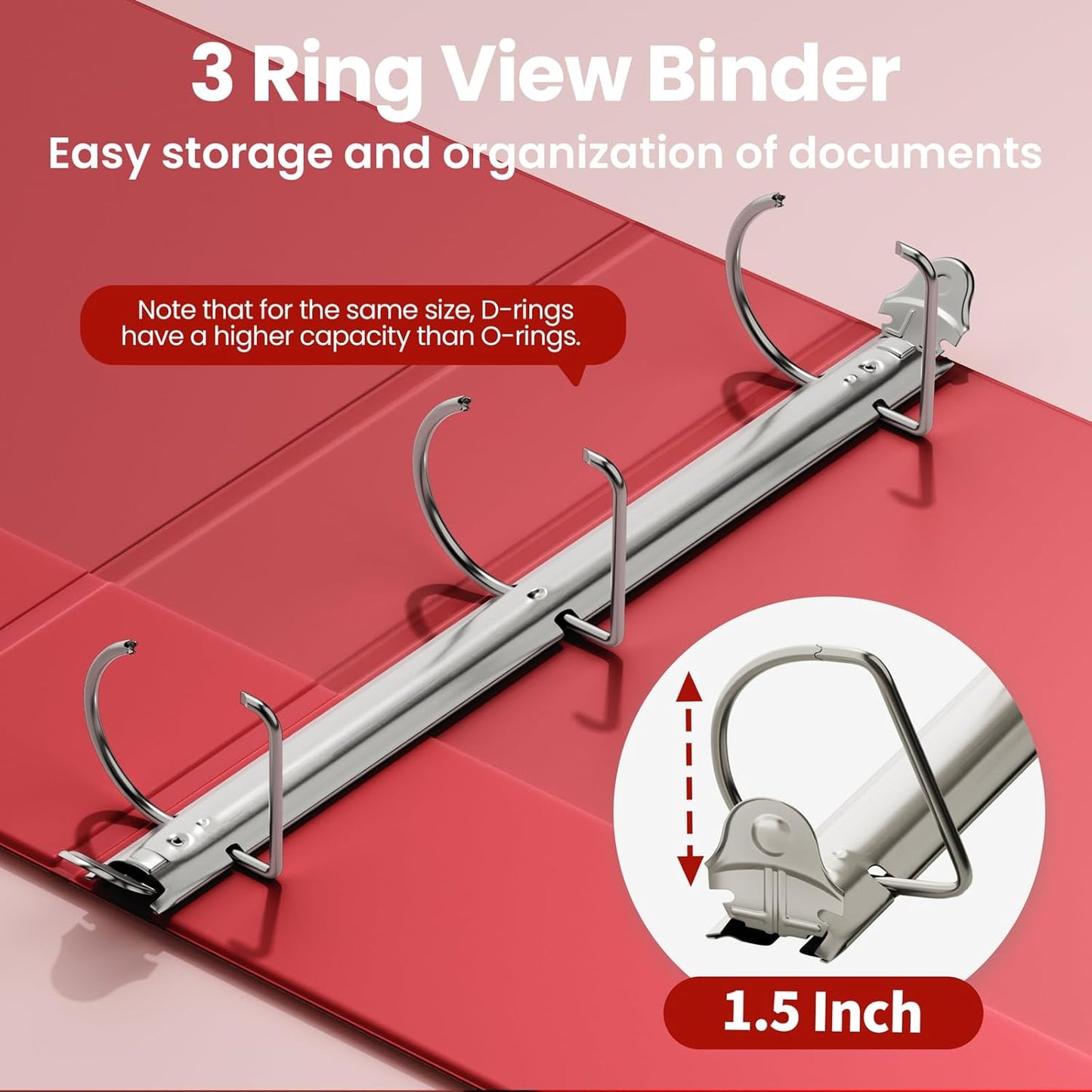 SUNEE 3 Ring Binder 2 Inch, Clear View Binder Three Ring PVC-Free (Fit 8.5x11 Inches) for School or Office Supplies, Light Purple, 1 Pack