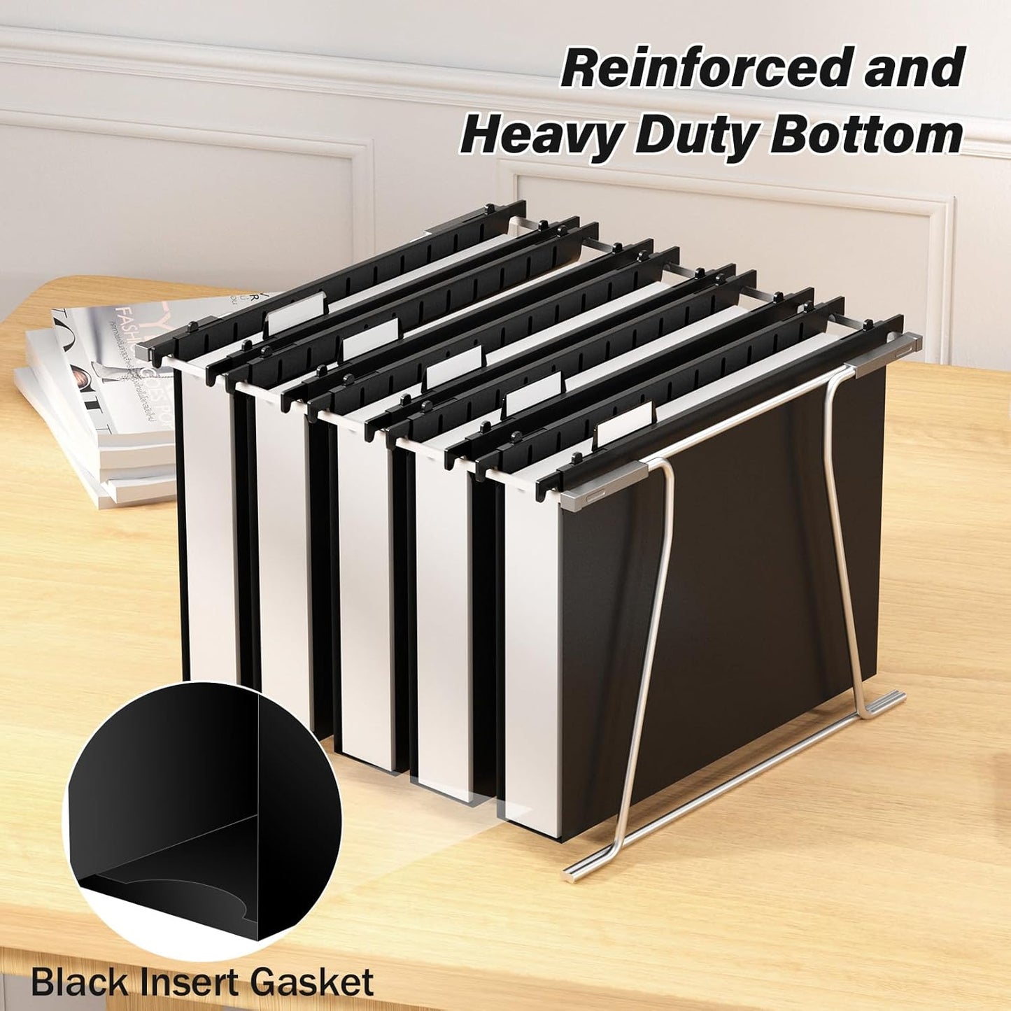 Ansook Hanging File Folder Letter Size Extra Capacity,Heavy Duty 2" Expansion Plastic File Folders Hanging with Tabs,6 Pack Reinforced Hanging File Organizer,File Cabinet Folders for Office Bulk Files